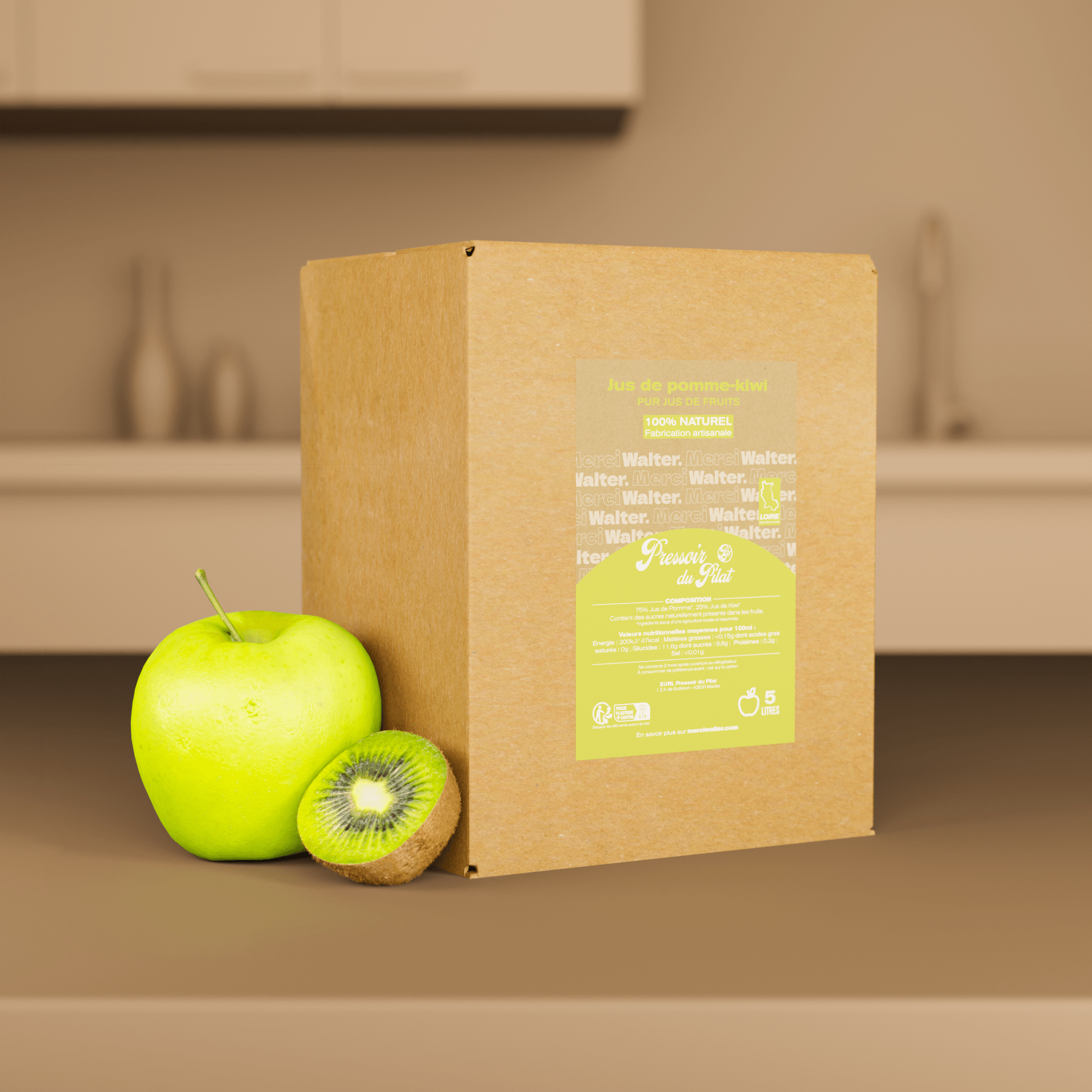 Cube de jus pomme kiwi artisanal 5 litres | MerciWalter